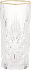 img 3 attached to Lorren Home Trends Коллекция Сиена Кристалл Водный напиток или ледяной чайный стакан с дизайном золотой полосы, набор из 4