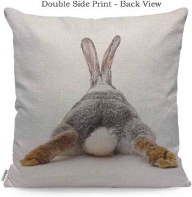 img 3 attached to 🐇 WONDERTIFY Grey Rabbit Isolated on White Background Bunny Tail Back - Soft Linen Decorative Pillow Case Cover for Bedroom, Living Room, Sofa, Farm House - Cushion Covers 18x18 Inch