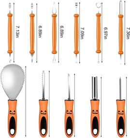 img 3 attached to 🎃 Halloween Pumpkin Carving Kit - QcoQce 11pcs Stainless Steel Professional Pumpkin Carving Knife Set with Handbag for Adults, Durable Pumpkin Carving Tools for Halloween Decorating