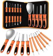 🎃 halloween pumpkin carving kit - qcoqce 11pcs stainless steel professional pumpkin carving knife set with handbag for adults, durable pumpkin carving tools for halloween decorating logo