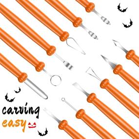 img 1 attached to 🎃 Halloween Pumpkin Carving Kit - QcoQce 11pcs Stainless Steel Professional Pumpkin Carving Knife Set with Handbag for Adults, Durable Pumpkin Carving Tools for Halloween Decorating