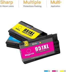 img 3 attached to 🖨️ E-Z Ink Compatible Ink Cartridge Set for HP 950XL 951XL - OfficeJet Pro 8610 8600 8615 8620 8625 8100 276dw 251dw (2 Cyan, 2 Magenta, 2 Yellow, 6 Pack)