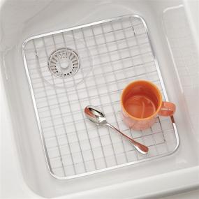 img 2 attached to 🛁 iDesign Gia Metal Grid: Ultimate Non-Skid Sink Protector for Kitchen, Bathroom, Basement, Garage - Polished, Set of 1