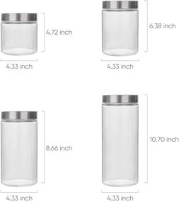 img 3 attached to 🏺 Premium Glass Kitchen Storage Canister Jars with Stainless Steel Lids - 4-Pack Assorted Sizes (27/44/57/71 OZ) for Your Kitchen