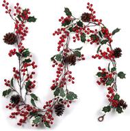 🎄 recutms 6.5ft red berry christmas garland: festive indoor/outdoor holiday decor with pine cone, perfect for fireplace, stairs, garden gate, and more! logo