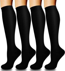 img 4 attached to 🧦 Compression Socks for Women & Men - Optimal Circulation (4 Pairs) | Ideal Support for Running, Hiking, Athletic Sports, Flight Travel