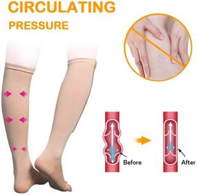 img 1 attached to Stretchy Compression Socks with Zipper Leg Support & Open Toe - Unisex (3 Pairs, XXL)