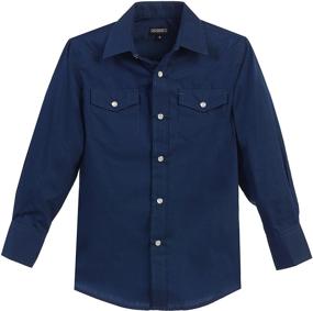 img 2 attached to Gioberti Boys Solid Western Long Sleeve Shirt - Casual Style with Pearl Snaps