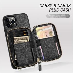 img 2 attached to ZVE iPhone 11 Pro Max Zipper Wallet Case with Credit Card Holder Slot, Wrist Strap Handbag Purse Protective Case - Black, 6.5 inch