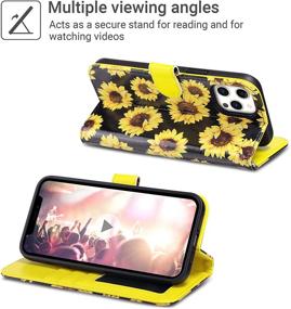 img 1 attached to 🌻 ULAK Women's iPhone 12 Pro Max Wallet Case: Sunflower Design, Flip PU Leather, Kickstand, Credit Card Holders — Protective & Shockproof