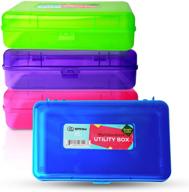 📦 emraw utility storage box - bright color multi purpose pencil box (4-pack): ideal school supplies organizer, durable plastic pencil case & mini storage box logo