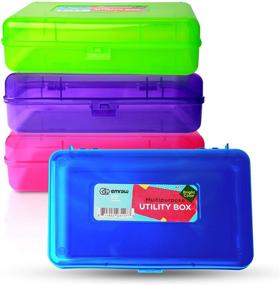img 4 attached to 📦 Emraw Utility Storage Box - Bright Color Multi Purpose Pencil Box (4-Pack): Ideal School Supplies Organizer, Durable Plastic Pencil Case & Mini Storage Box