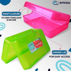 img 1 attached to 📦 Emraw Utility Storage Box - Bright Color Multi Purpose Pencil Box (4-Pack): Ideal School Supplies Organizer, Durable Plastic Pencil Case & Mini Storage Box