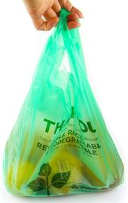 img 1 attached to 100 Pack of Biodegradable Reusable Plastic T-Shirt Bags - Eco-Friendly & Compostable Grocery Shopping Thank You Bags - Recyclable Trash Basket Bags