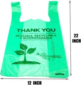 img 3 attached to 100 Pack of Biodegradable Reusable Plastic T-Shirt Bags - Eco-Friendly & Compostable Grocery Shopping Thank You Bags - Recyclable Trash Basket Bags