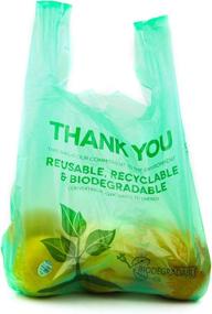 img 4 attached to 100 Pack of Biodegradable Reusable Plastic T-Shirt Bags - Eco-Friendly & Compostable Grocery Shopping Thank You Bags - Recyclable Trash Basket Bags