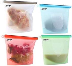 img 1 attached to 👜 4-Pack Reusable Silicone Food Bag Storage: Eco-Friendly, Food-Grade Storage Solution