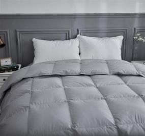 img 2 attached to 🛌 SHEONE Queen Size Goose Down Comforter - 100% Cotton Cover, Corner Tabs, 50 Oz Fill Weight, 700+ Fill Power, All-Season Comforetr, Silver Grey Fabric