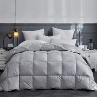 🛌 sheone queen size goose down comforter - 100% cotton cover, corner tabs, 50 oz fill weight, 700+ fill power, all-season comforetr, silver grey fabric logo