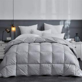 img 4 attached to 🛌 SHEONE Queen Size Goose Down Comforter - 100% Cotton Cover, Corner Tabs, 50 Oz Fill Weight, 700+ Fill Power, All-Season Comforetr, Silver Grey Fabric