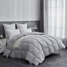 img 3 attached to 🛌 SHEONE Queen Size Goose Down Comforter - 100% Cotton Cover, Corner Tabs, 50 Oz Fill Weight, 700+ Fill Power, All-Season Comforetr, Silver Grey Fabric