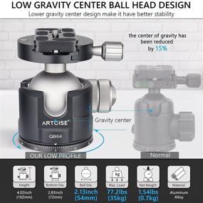 img 2 attached to 📷 Low Profile Ball Head with 54mm Ball for 360° Panoramic Views - CNC Aluminium Alloy Metal Ball-Head for Tripods, Arca Swiss Quick Release Plate - Max Load 77lbs/35kg