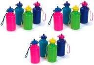 🚴 12 neon water sports bottles for bikes & kids - bulk pack, 7.5 inches, wrist strap - ultimate summer beach accessory - holds 18 ounces of drinks to keep kids hydrated (12 pack) logo