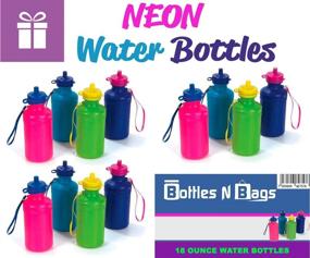 img 3 attached to 🚴 12 Neon Water Sports Bottles for Bikes & Kids - Bulk Pack, 7.5 inches, Wrist Strap - Ultimate Summer Beach Accessory - Holds 18 Ounces of Drinks to Keep Kids Hydrated (12 Pack)