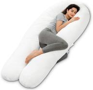 marine moon maternity pillow - u shaped cooling body pillow for pregnant women with back pain, jumbo size 65in long and a jersey cover included, white логотип