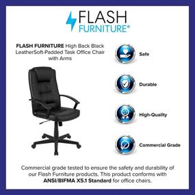 img 1 attached to 🪑 Comfortable and Stylish Flash Furniture Flash Fundamentals High Back Black LeatherSoft-Padded Task Office Chair with Arms