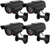 📷 toroton bullet dummy fake surveillance camera 4 pack - solar powered with led flashing light for home & business security, indoor and outdoor use logo