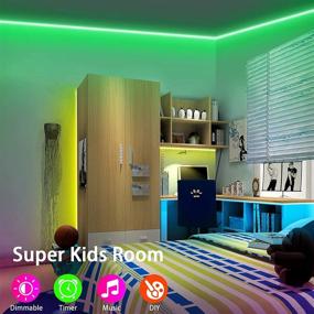 img 1 attached to Vibrant 65.6ft Bluetooth LED Light Strip: RGB Color Changing, Phone APP Control, Music Sync, Remote - Perfect for Bedroom Ambiance