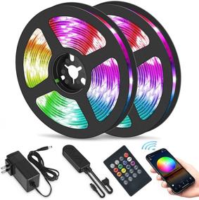 img 4 attached to Vibrant 65.6ft Bluetooth LED Light Strip: RGB Color Changing, Phone APP Control, Music Sync, Remote - Perfect for Bedroom Ambiance