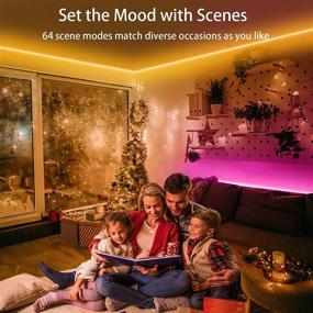 img 2 attached to Vibrant 65.6ft Bluetooth LED Light Strip: RGB Color Changing, Phone APP Control, Music Sync, Remote - Perfect for Bedroom Ambiance