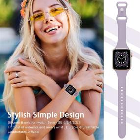 img 2 attached to 🌈 GeekSpark 4 шт. Узкий ремешок для часов Apple Watch для женщин и мужчин - Совместим с 38 мм, 40 мм, 42 мм, 44 мм - Тонкий узкий мягкий силиконовый заменяемый ремешок для iwatch SE, Series 6, 5, 4, 3, 2, 1