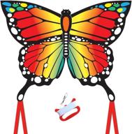 giant butterfly kite for kids and adults: 120x95cm with long tails, easy assembly and flying, featuring an easy-grip handle, 200' string, swivel - perfect beach and outdoor toy for family fun логотип