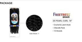 img 2 attached to Синтетические волосы для плетения Freetress 3X PEARL CURL - 18 дюймов (1B черный цвет)