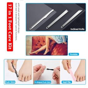 img 3 attached to 💅 Ultimate Professional Pedicure Kit: 17-in-1 Stainless Steel Foot File for Effective Exfoliation, Dead Skin Removal, and Nail Care - Perfect for Men, Women, Salons, and Home Use (Black)