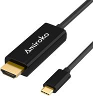 кабель usb c к hdmi длиной 6 футов - amiroko usb 3.1 type c (совместим с thunderbolt 3) для macbook pro 2016, macbook 12", chromebook pixel, galaxy s8/s8+ и другие устройства - кабель 4k для телевизоров hdtv, мониторов, проекторов. логотип