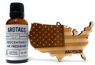 🚗 arotags wooden car air freshener - extended 365+ days backwoods birch scent diffusion - american patriot hanging mirror diffuser with fragrance oil - 100% made in usa logo