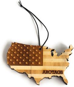 img 3 attached to 🚗 Arotags Wooden Car Air Freshener - Extended 365+ Days Backwoods Birch Scent Diffusion - American Patriot Hanging Mirror Diffuser with Fragrance Oil - 100% Made in USA