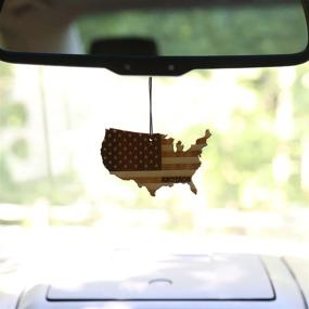 img 2 attached to 🚗 Arotags Wooden Car Air Freshener - Extended 365+ Days Backwoods Birch Scent Diffusion - American Patriot Hanging Mirror Diffuser with Fragrance Oil - 100% Made in USA