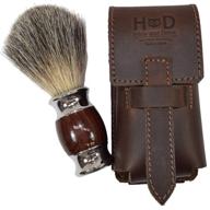 leather shaving barber brush case | hide & drink | protective sleeve for travel (bourbon brown) logo