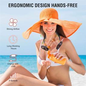 img 2 attached to Stay Cool Anywhere with the Neck Fans: Portable Rechargeable Hand-free USB Sport Neck Fan - 3 Speeds, Battery Operated, Wearable Neckband Fan