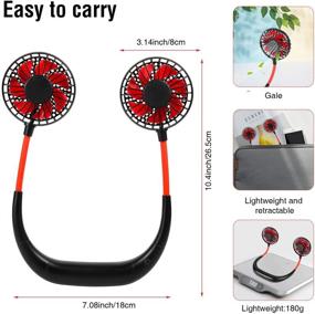 img 1 attached to Stay Cool Anywhere with the Neck Fans: Portable Rechargeable Hand-free USB Sport Neck Fan - 3 Speeds, Battery Operated, Wearable Neckband Fan