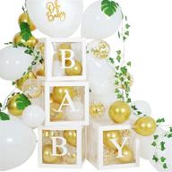 🎈 декорации для вечеринки с воздушными шарами baby shower - белые и золотые шаровые коробки oh baby с гирляндой из пальмовых листьев для декора мальчика и девочки на вечеринке логотип