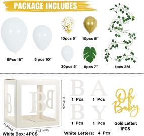 img 2 attached to 🎈 Декорации для вечеринки с воздушными шарами Baby Shower - белые и золотые шаровые коробки Oh Baby с гирляндой из пальмовых листьев для декора мальчика и девочки на вечеринке