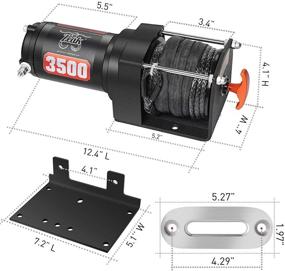 img 3 attached to 🚗 ZEAK 3500 фунтов. Продвинутый 12V DC электрический лебёдка, водонепроницаемый для бездорожья, синтетический трос, крепление, для спортивных автомобилей, ATV