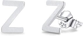 img 4 attached to Sterling Silver Initial Earrings Alphabet