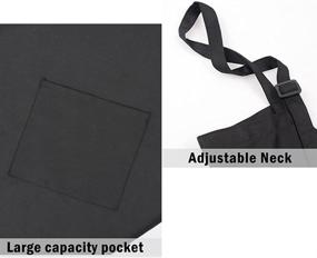 img 3 attached to Adjustable Black Kitchen Bib Apron with 1 Pocket for Chef Grill Cooking BBQ - ROTANET Basic, Suitable for Women and Men